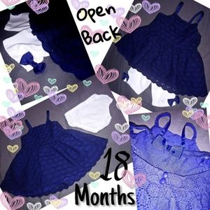 18 Month Scalloped/Embroidered Open Back 3pc Dress